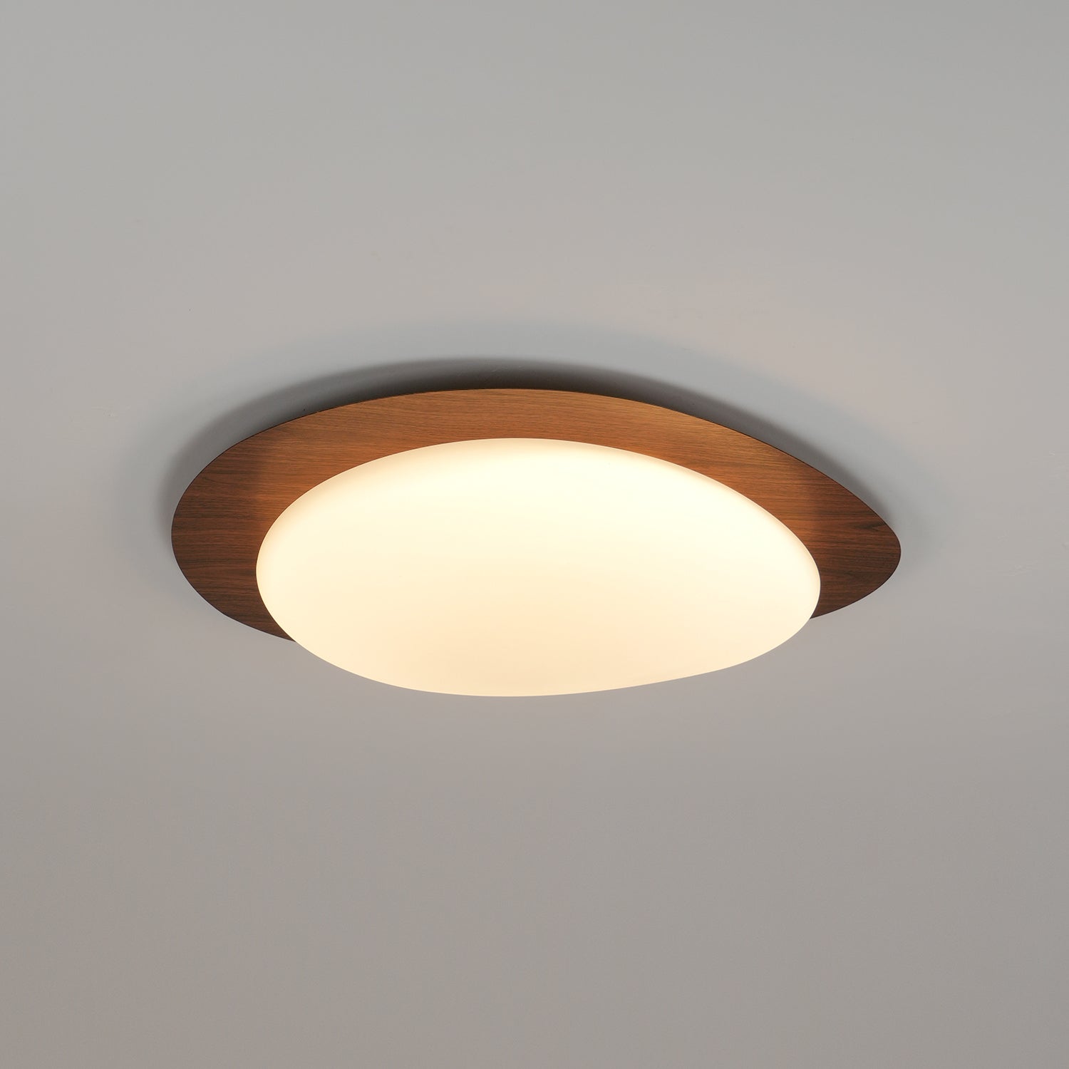 Muto Pebble Ceiling Light, Walnut Wood-Tone Finish, Integrated LED