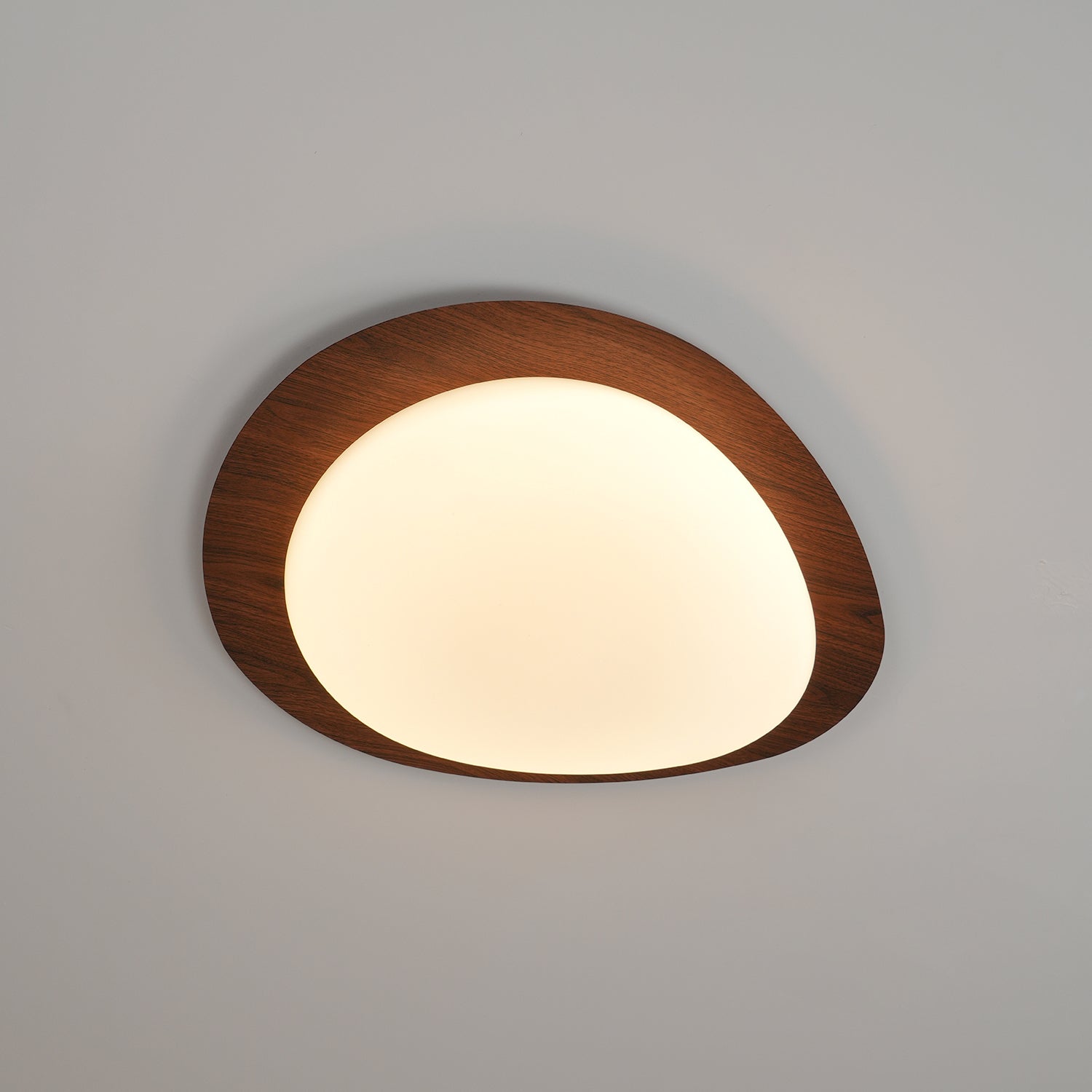 Muto Pebble Ceiling Light, Walnut Wood-Tone Finish, Integrated LED
