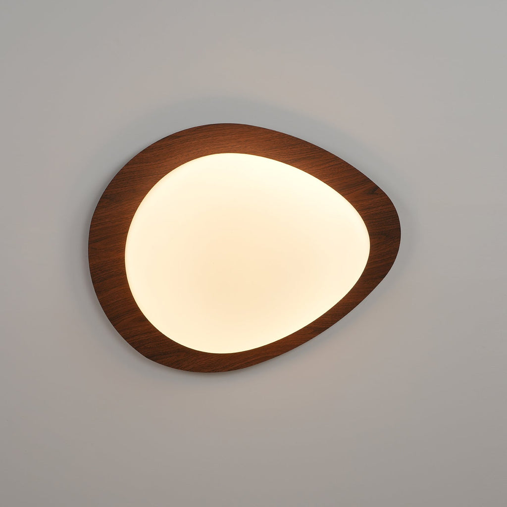 Muto Pebble Ceiling Light, Walnut Wood-Tone Finish, Integrated LED