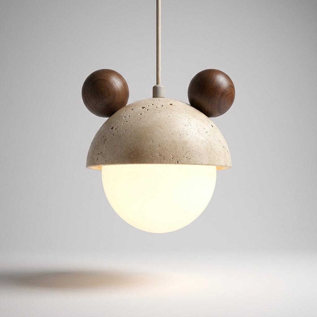 Pendellampe med travertinfinish, legende silhuetdesign