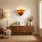 Petalia wall sconce close detail of the translucent glass shade