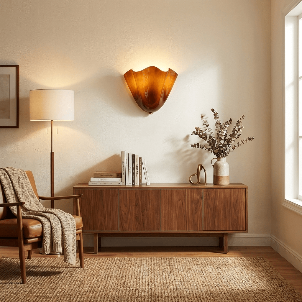 Petalia wall sconce close detail of the translucent glass shade