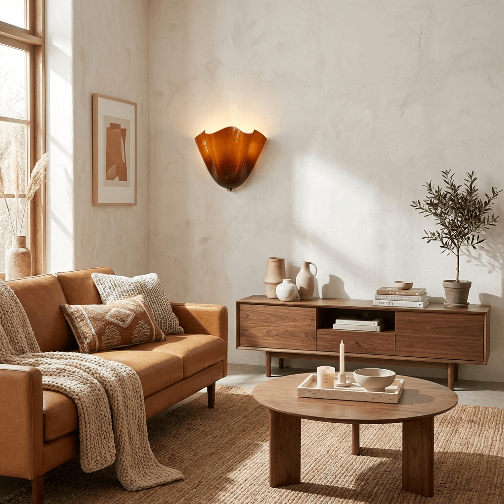 Petalia wall sconce close view of the curved glass shade edge