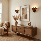 Petalia wall sconce mounted in a serene minimalist room