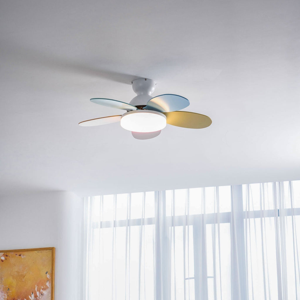 Liora Kids' Wood-Blade Ceiling Fan With Integrated LED, Multicolor