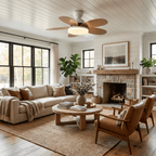 Petal-shaped ceiling fan light with white shade studio image