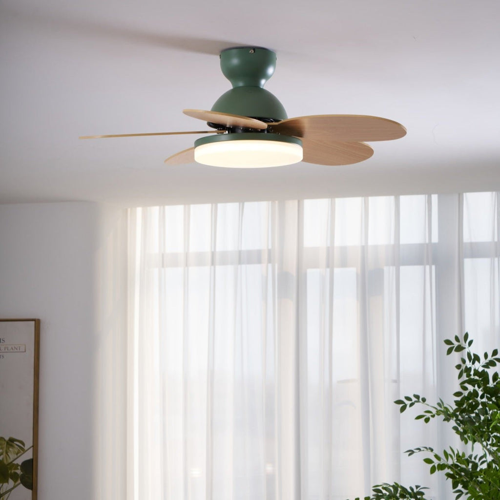 Liora Kids' Wood-Blade Ceiling Fan With Integrated LED, Multicolor