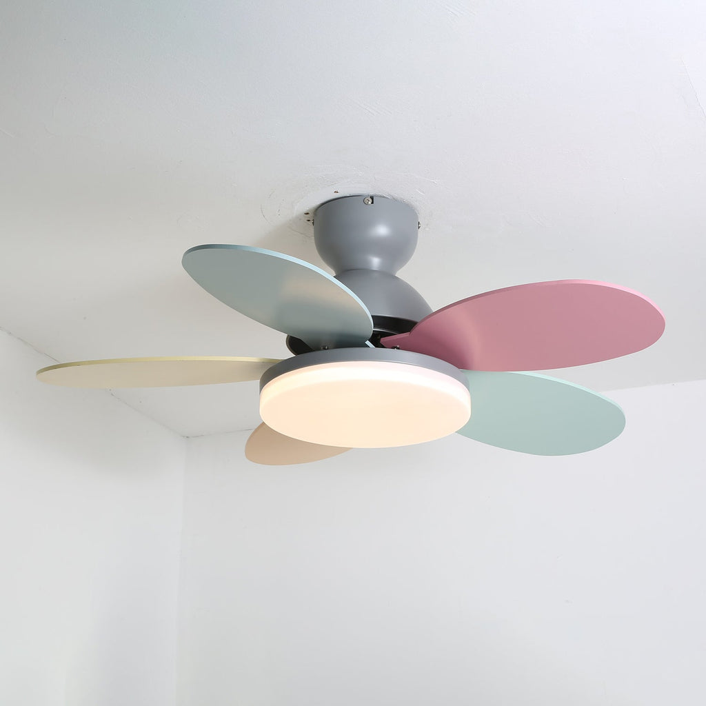 Liora Kids' Wood-Blade Ceiling Fan With Integrated LED, Multicolor