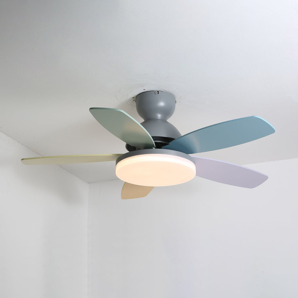 Liora Kids' Wood-Blade Ceiling Fan With Integrated LED, Multicolor