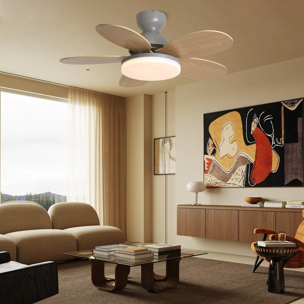 Liora Kids' Wood-Blade Ceiling Fan With Integrated LED, Multicolor