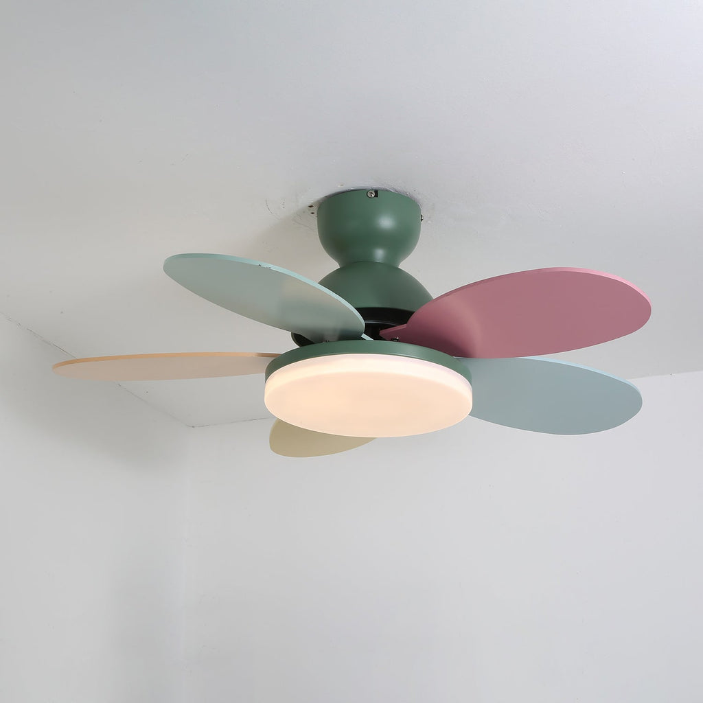 Liora Kids' Wood-Blade Ceiling Fan With Integrated LED, Multicolor