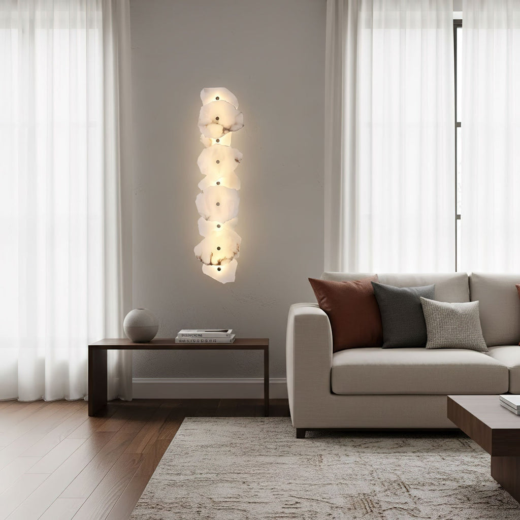 Genuine alabaster wall sconce with soft warm illumination