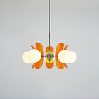 Sputnik-style chandelier with radiating arms and soft glow