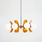 Sputnik Chandelier, Iron Frame, Glass Shades, E26/E27, Chrome Finish