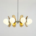 Sputnik Chandelier, Iron Frame, Glass Shades, E26/E27, Chrome Finish