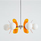 Sputnik Chandelier, Iron Frame, Glass Shades, E26/E27, Chrome Finish