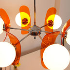 Sputnik Chandelier, Iron Frame, Glass Shades, E26/E27, Chrome Finish
