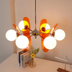 Sputnik Chandelier, Iron Frame, Glass Shades, E26/E27, Chrome Finish