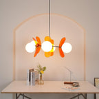 Sputnik Chandelier, Iron Frame, Glass Shades, E26/E27, Chrome Finish