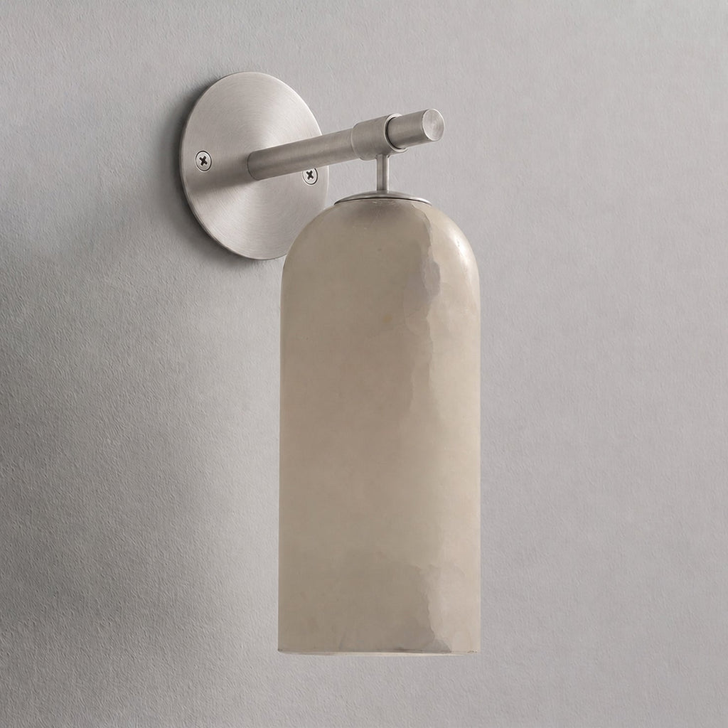 Alabaster wall light showing natural stone veining and gold finish