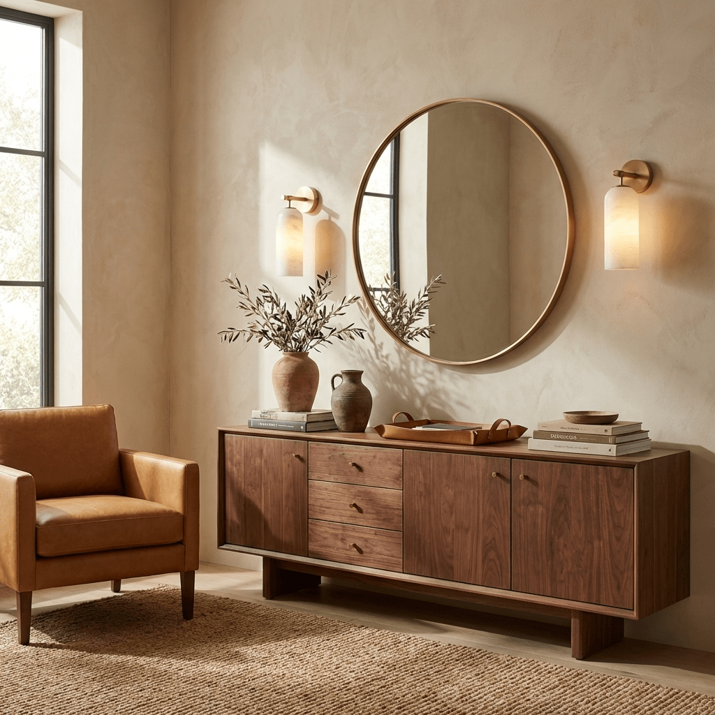 Alabaster cylinder wall sconce on a brushed gold mounting arm