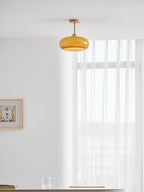 Loftlampe Plafonnier, Bauhaus glasplade, ramme i naturligt træ, E27