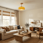 Plafonnier ceiling light disc form shown in a clean white finish