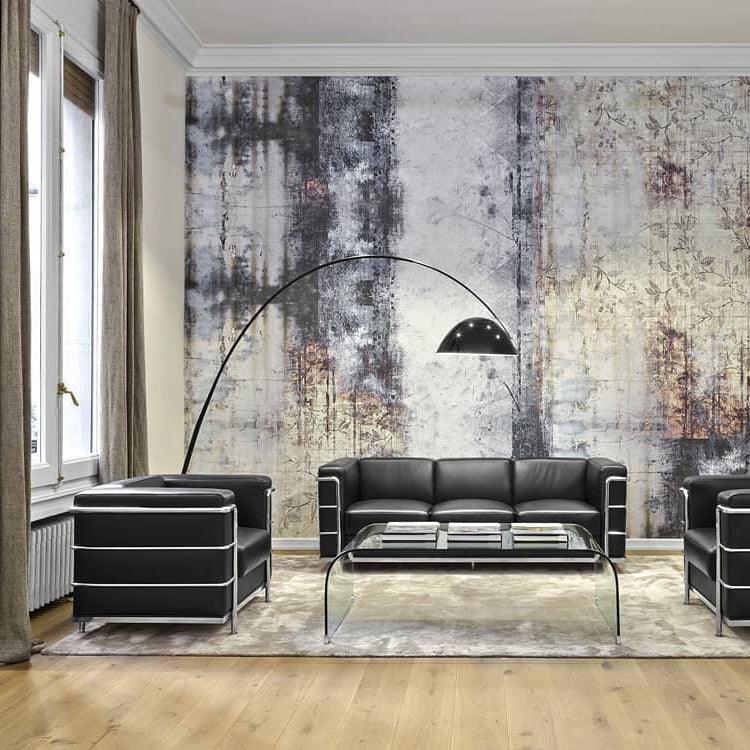 Verse arc floor lamp shade aimed downward over a chair