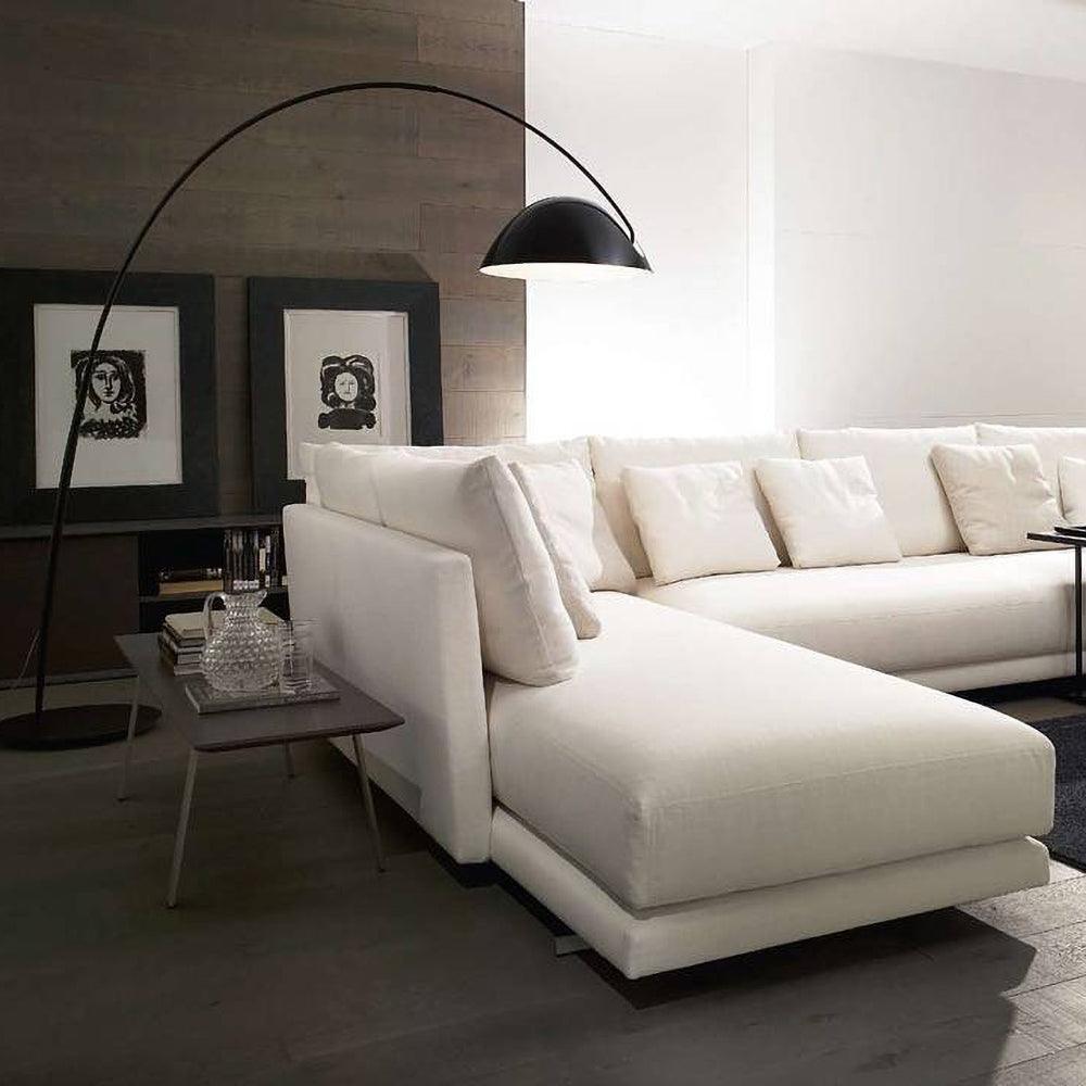 Verse arc floor lamp detail of the flexible arm and stem