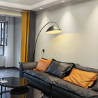 Verse arc floor lamp full height shown against a plain wall