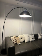 Verse arc floor lamp shade and arm assembly in detail