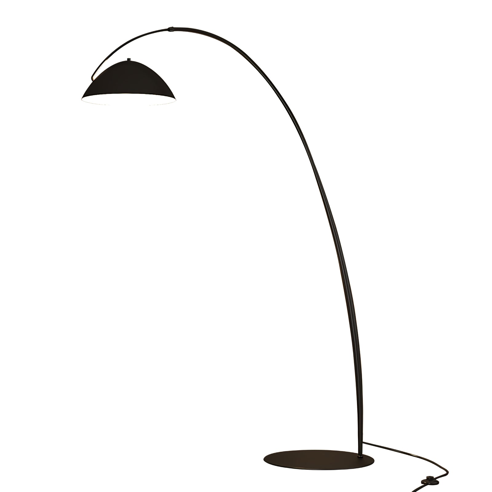 Verse arc floor lamp base detail on a wood floor