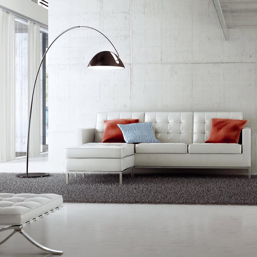 Verse arc floor lamp profile in a minimalist room