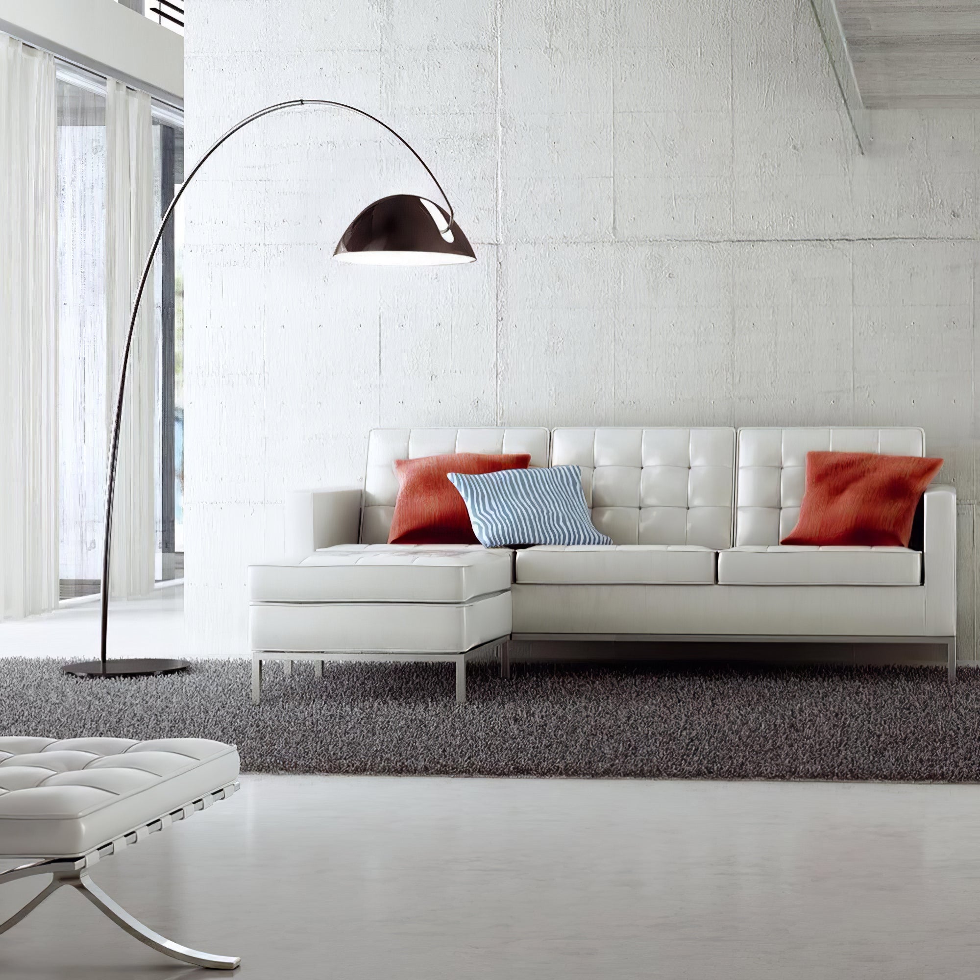 Verse arc floor lamp profile in a minimalist room