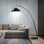 Verse arc floor lamp shade detail catching warm light