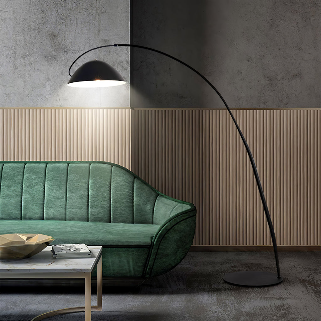 Verse arc floor lamp tapered stem shown in close focus