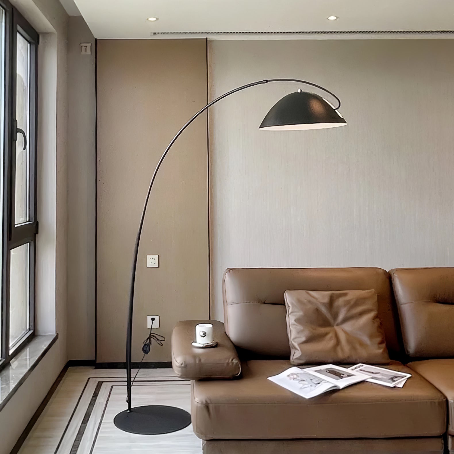 Verse arc floor lamp viewed from above the shade