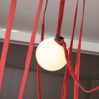 Belt pendant light glass globes detail from below