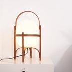 Portable Table Lamp, Ash or Walnut Wood Frame, White Glass Shade, E26/E27