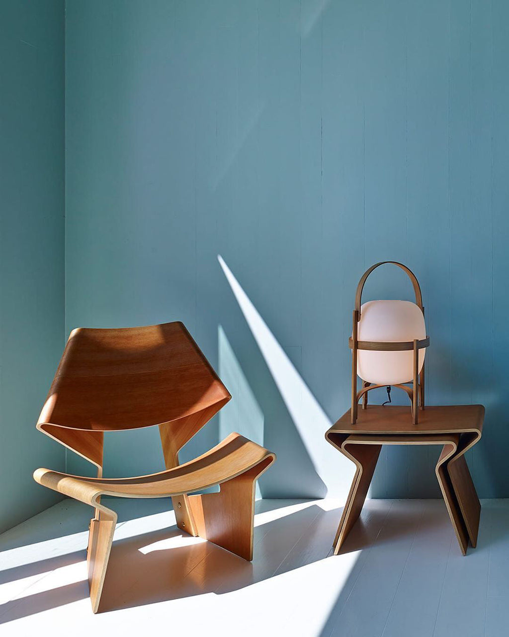Portable Table Lamp, Ash or Walnut Wood Frame, White Glass Shade, E26/E27