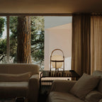 Portable Table Lamp, Ash or Walnut Wood Frame, White Glass Shade, E26/E27
