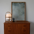 Portable Table Lamp, Ash or Walnut Wood Frame, White Glass Shade, E26/E27