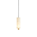 Single-head Zovarion alabaster pendant light with a brass base cap hanging from a slim black cord.