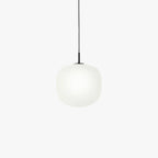 Sandblasted Glass Pendant Lamp, Acorn Shape, 3 Sizes in Orange, Black or White