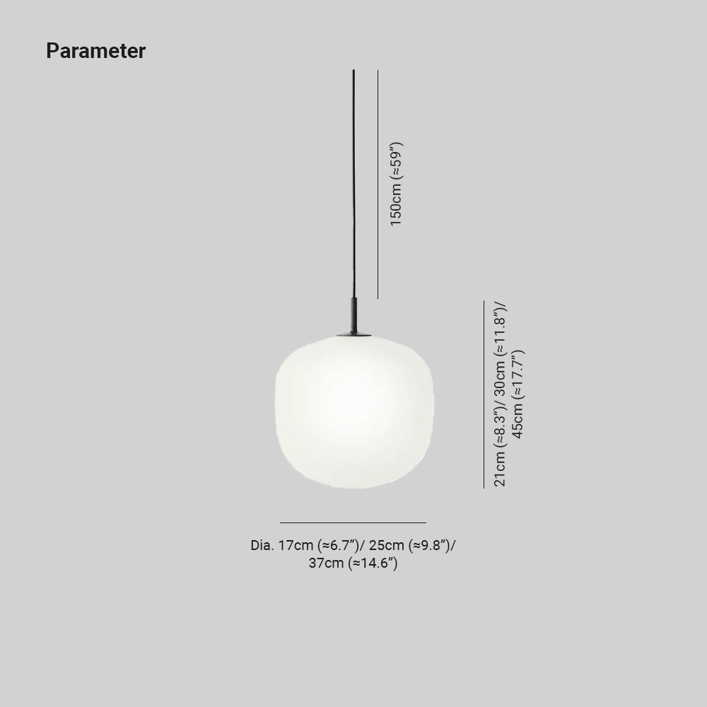 Sandblasted Glass Pendant Lamp, Acorn Shape, 3 Sizes in Orange, Black or White