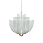 Suspension en fil métallique, sphère en acier superposée, LED intégrée, chrome ou or