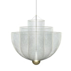 Suspension en fil métallique, sphère en acier superposée, LED intégrée, chrome ou or