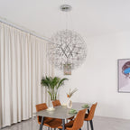 Spark Ball Pendant Light, Stainless Steel Sphere, Warm White LED