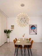 Spark Ball Pendant Light, Stainless Steel Sphere, Warm White LED
