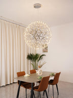 Spark Ball Pendant Light, Stainless Steel Sphere, Warm White LED